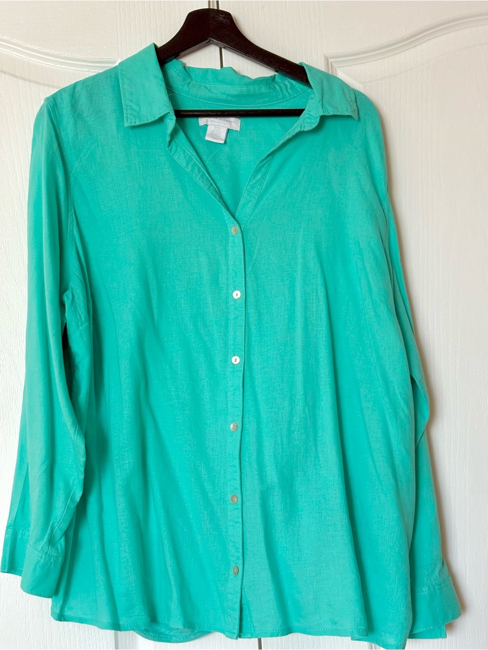 Martha Stewart Teal Button-Front Collared Blouse